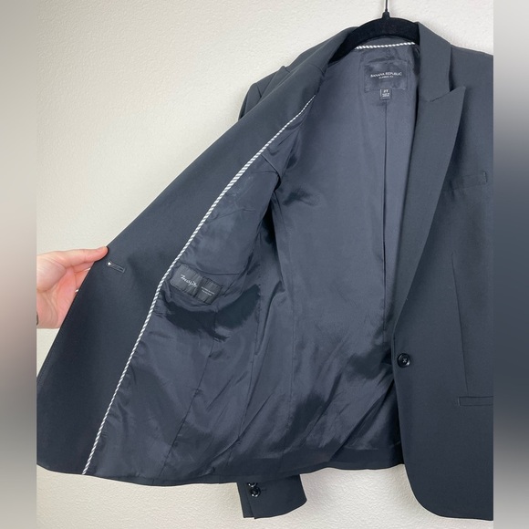 Banana Republic Women's 2 TALL Black Italian Washable Wool Blazer Coat 267508 - Picture 6 of 16